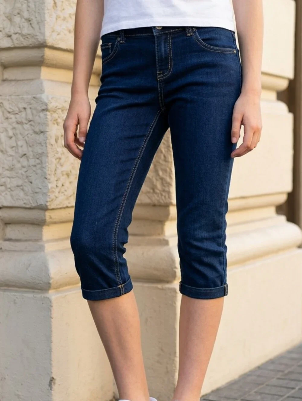 Justice Girls Jeggings Size 16 Blue Stretch Pull On Skinny Capri Jeans School